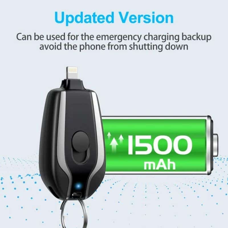 Portable Keychain Charger 1500mAh: Ultra-Compact Mini Battery Pack Fast Charging Backup Power Bank