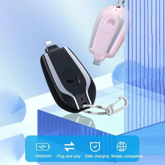 Portable Keychain Charger 1500mAh: Ultra-Compact Mini Battery Pack Fast Charging Backup Power Bank
