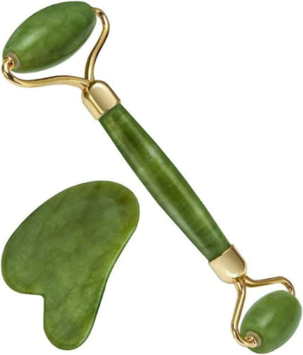 Jade Roller And  With Guasha (Marble Stone) Stimulates Healthier Skinet, Facial Roller For Skin