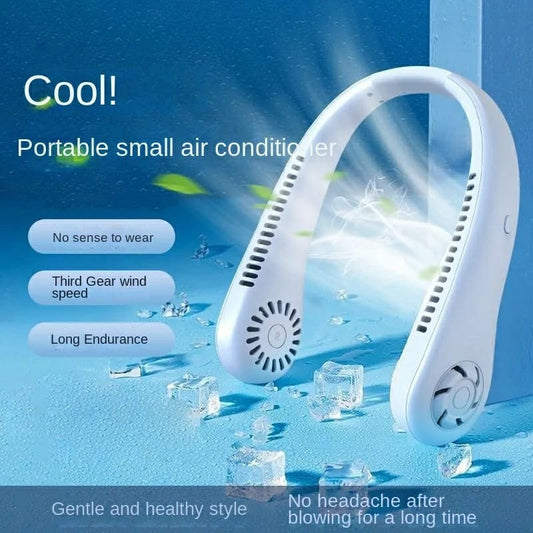Mini Hanging Neck Fan High Wind 3 Speed Adjustable USB Charging Portable Quiet Super Long Life Outdoor Sports Office Camping