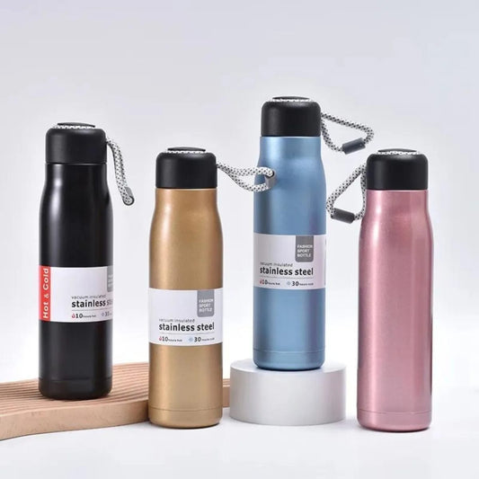 Stainless Steel Insulated Vacuum Water Bottle – 550ml Cola Shape (Random Color)